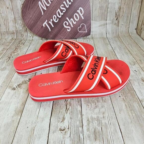Calvin Klein Red Cross Band Sandals Size 7 - Picture 4 of 5